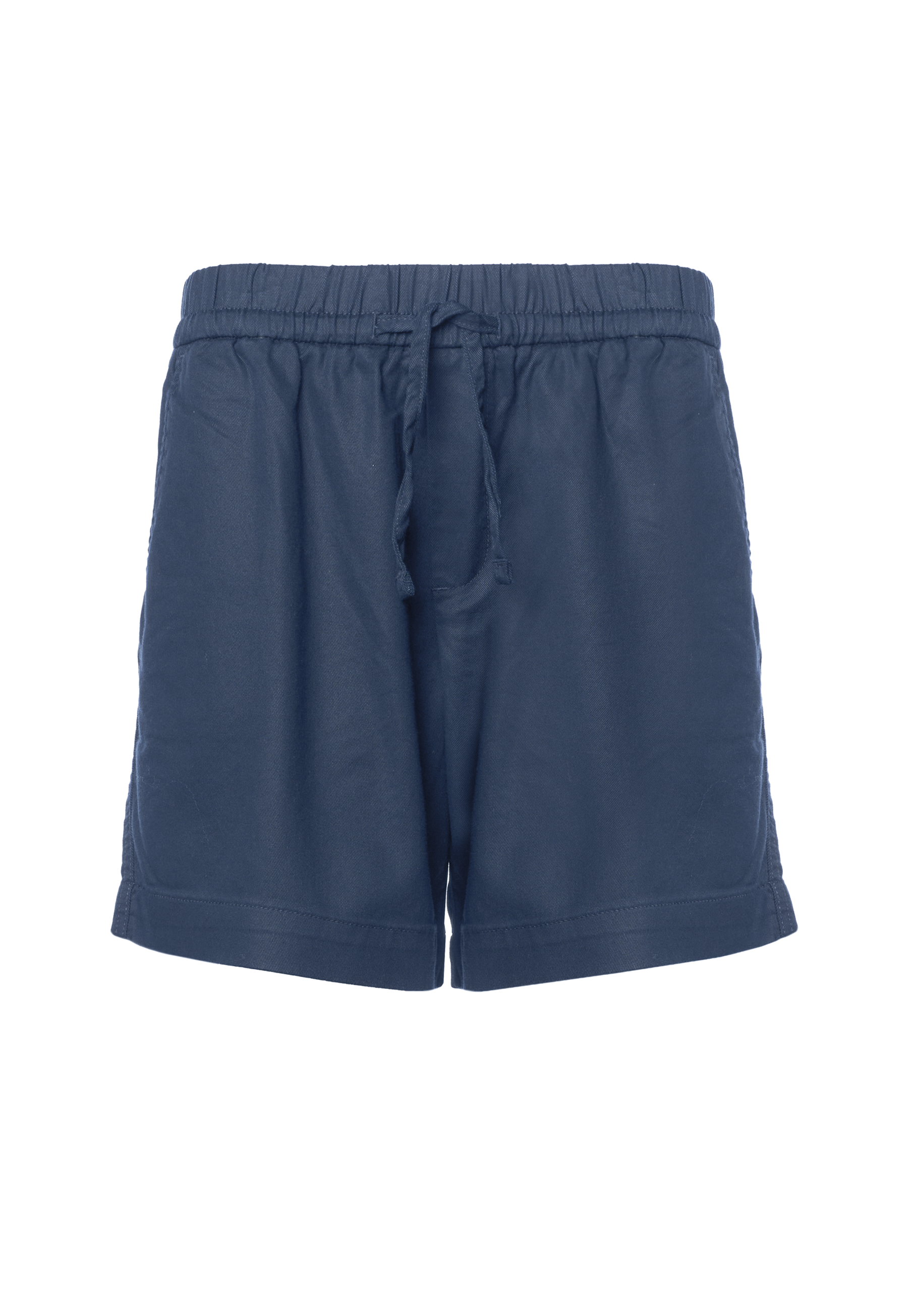 Shorts da donna in misto cotone e lino con vita elasticizzata e coulisse