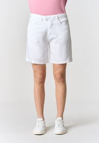 Shorts da donna in misto lyocell e cotone con ricamo Double Horsemen