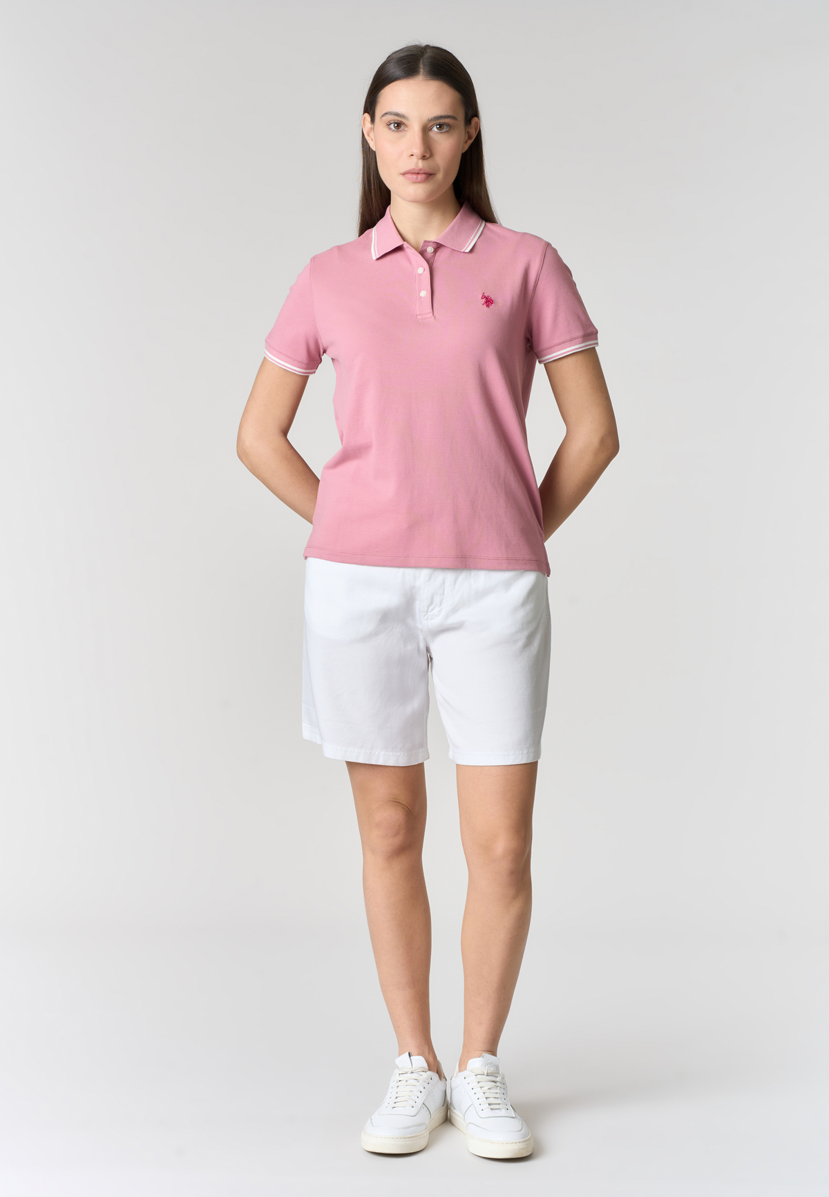 Shorts da donna in misto lyocell e cotone con ricamo Double Horsemen