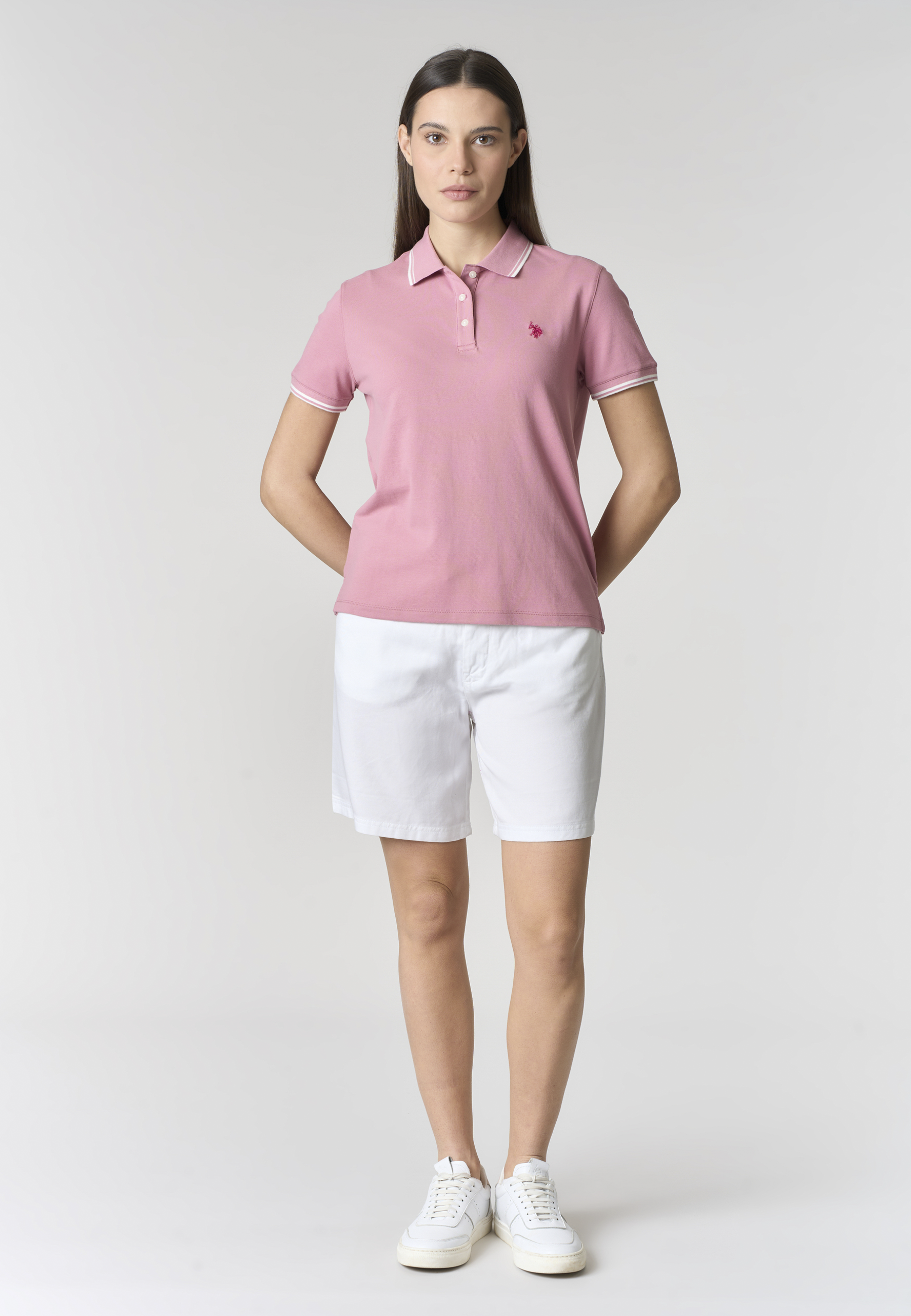 Shorts da donna in misto lyocell e cotone con ricamo Double Horsemen
