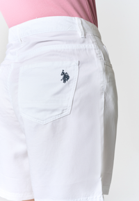 Shorts da donna in misto lyocell e cotone con ricamo Double Horsemen