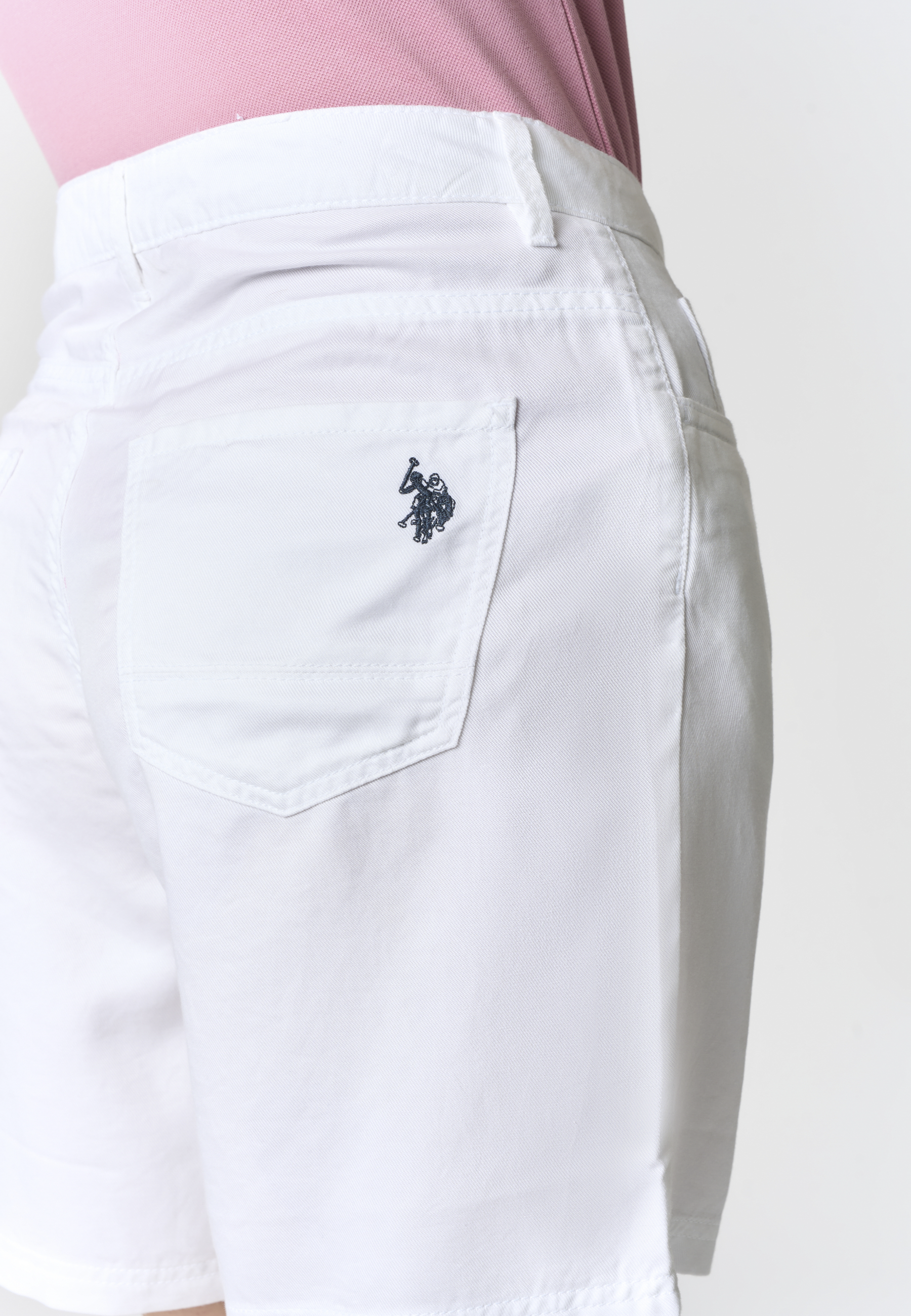 Shorts da donna in misto lyocell e cotone con ricamo Double Horsemen