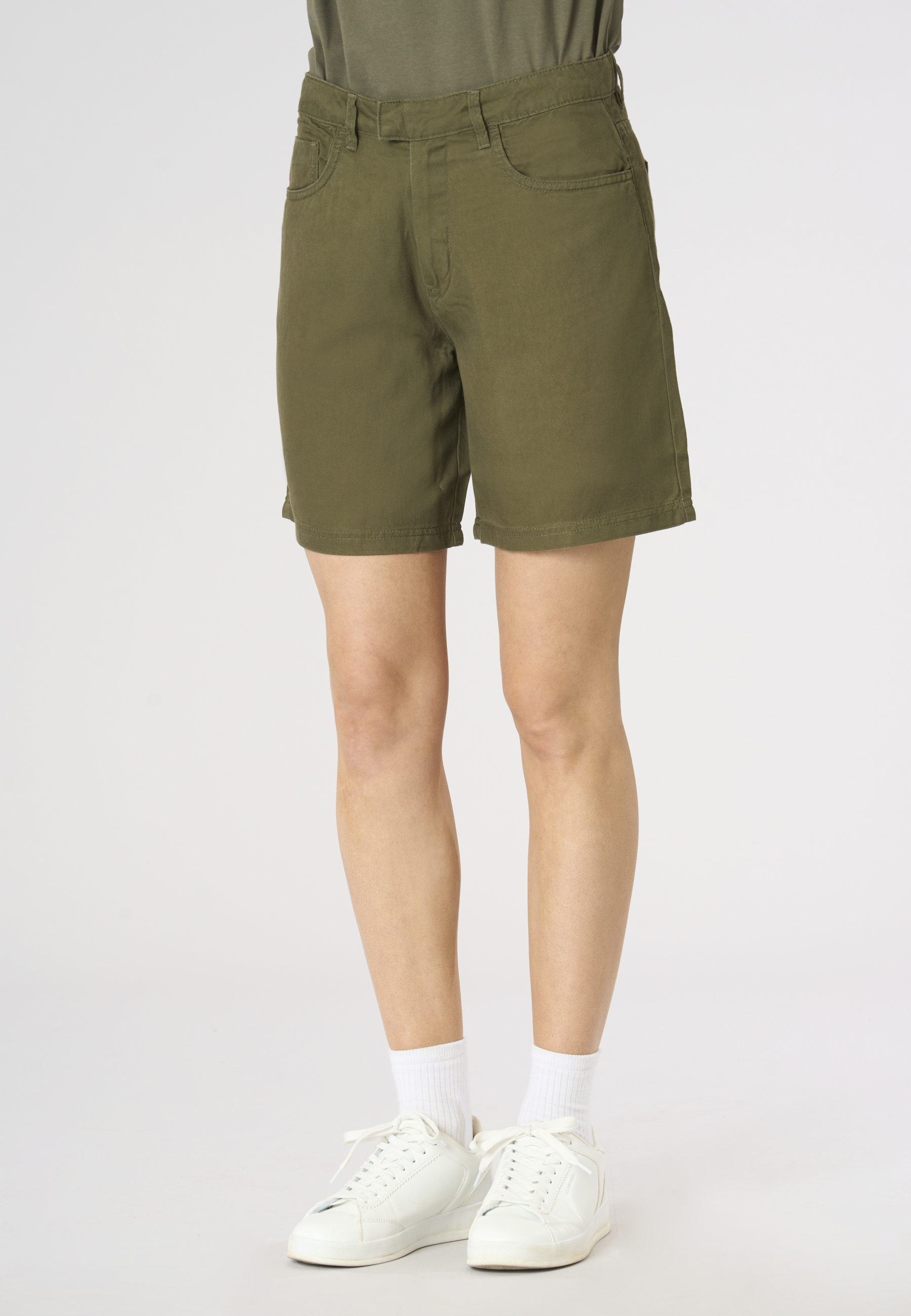 Shorts da donna in misto lyocell e cotone con ricamo Double Horsemen