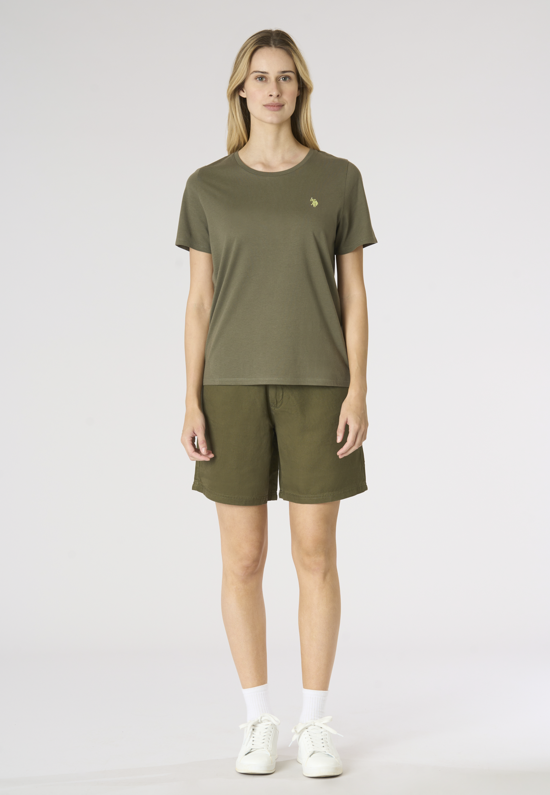 Shorts da donna in misto lyocell e cotone con ricamo Double Horsemen