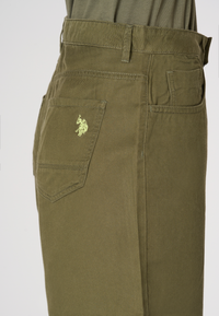 Shorts da donna in misto lyocell e cotone con ricamo Double Horsemen