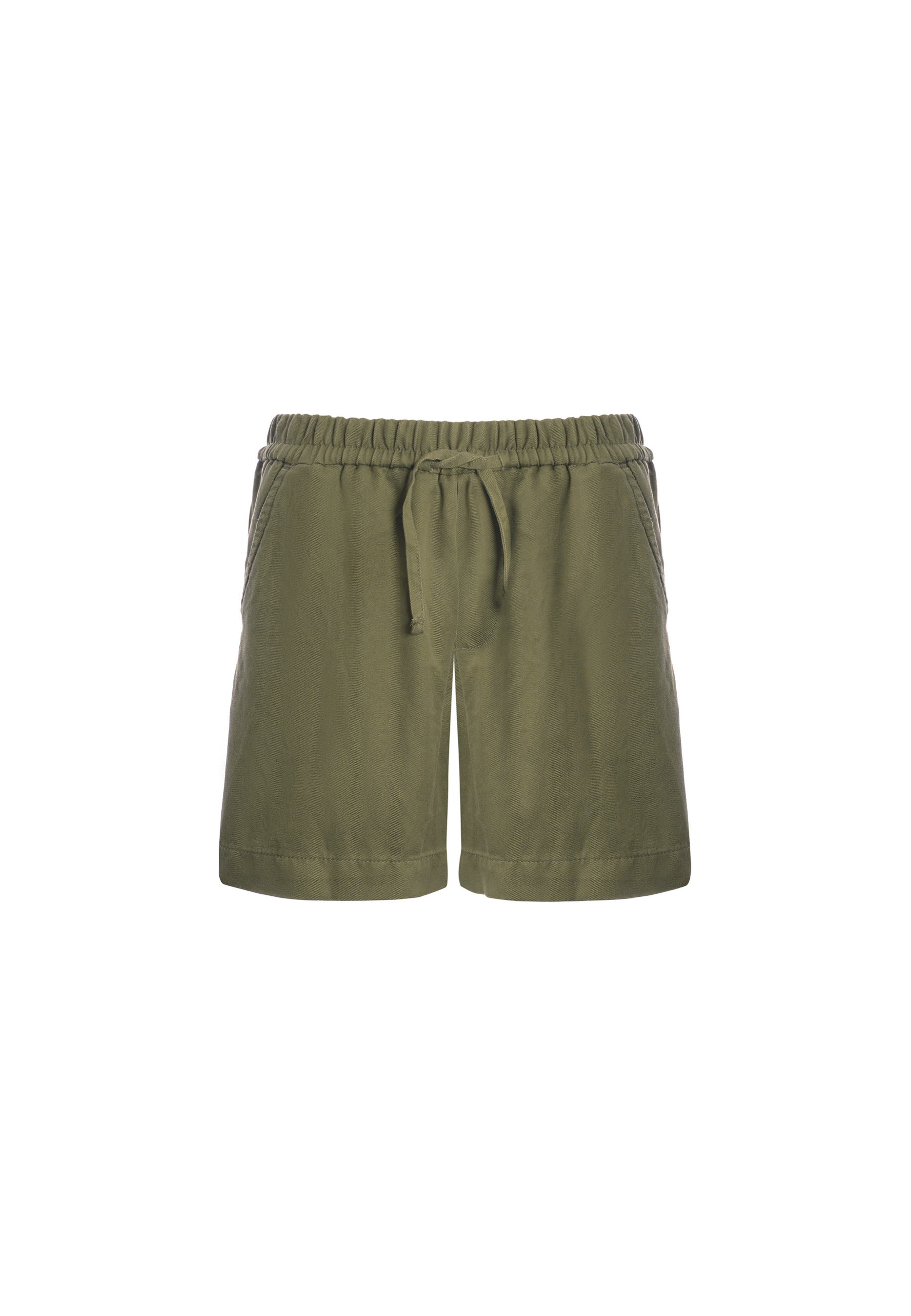 Pantalone corto in misto lyocell e cotone da donna con vita elasticizzata e coulisse
