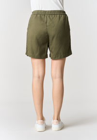 Pantalone corto in misto lyocell e cotone da donna con vita elasticizzata e coulisse