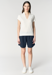 Pantalone corto in lyocell da donna con vita elasticizzata e coulisse