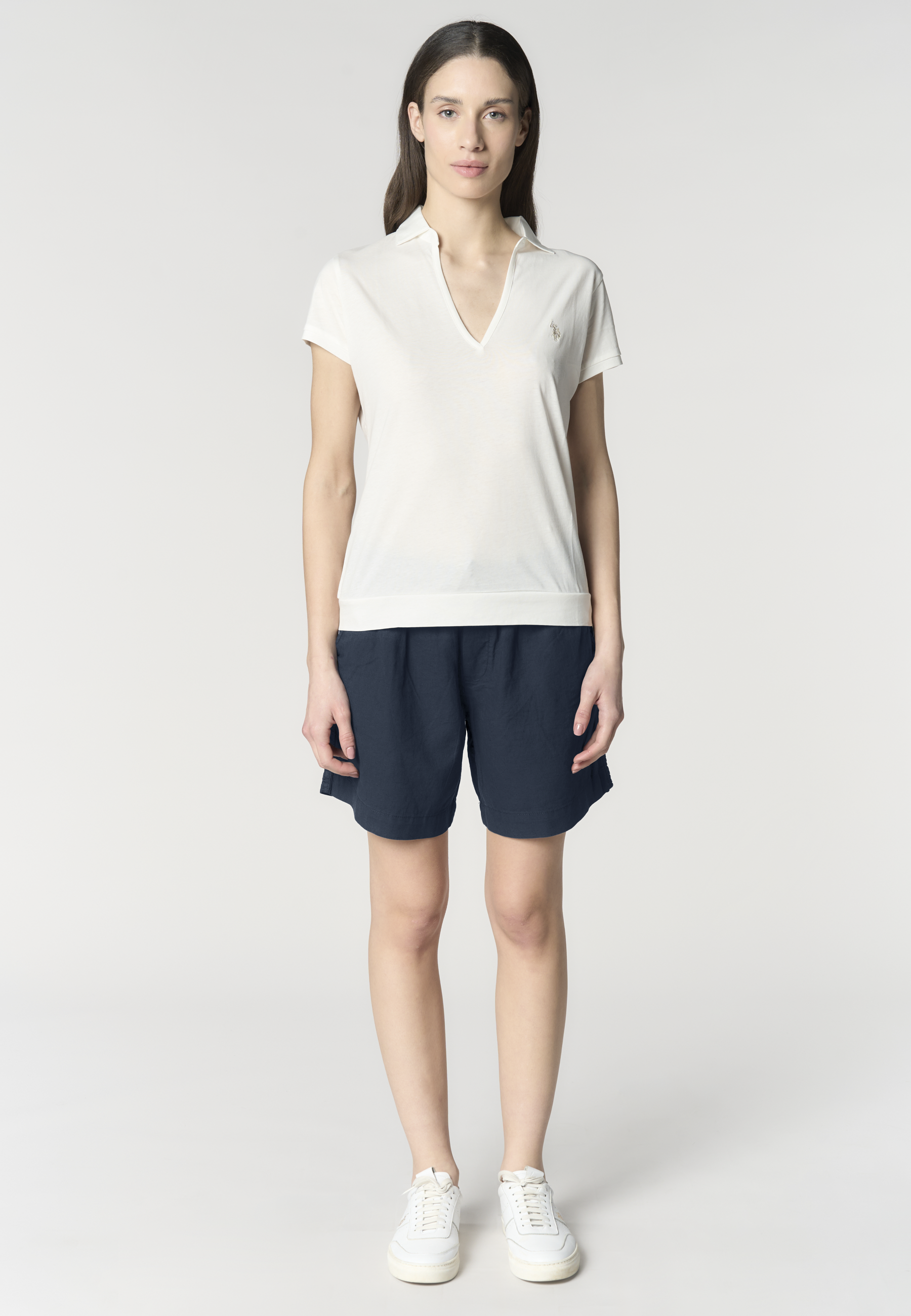 Pantalone corto in lyocell da donna con vita elasticizzata e coulisse