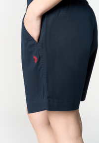 Pantalone corto in lyocell da donna con vita elasticizzata e coulisse