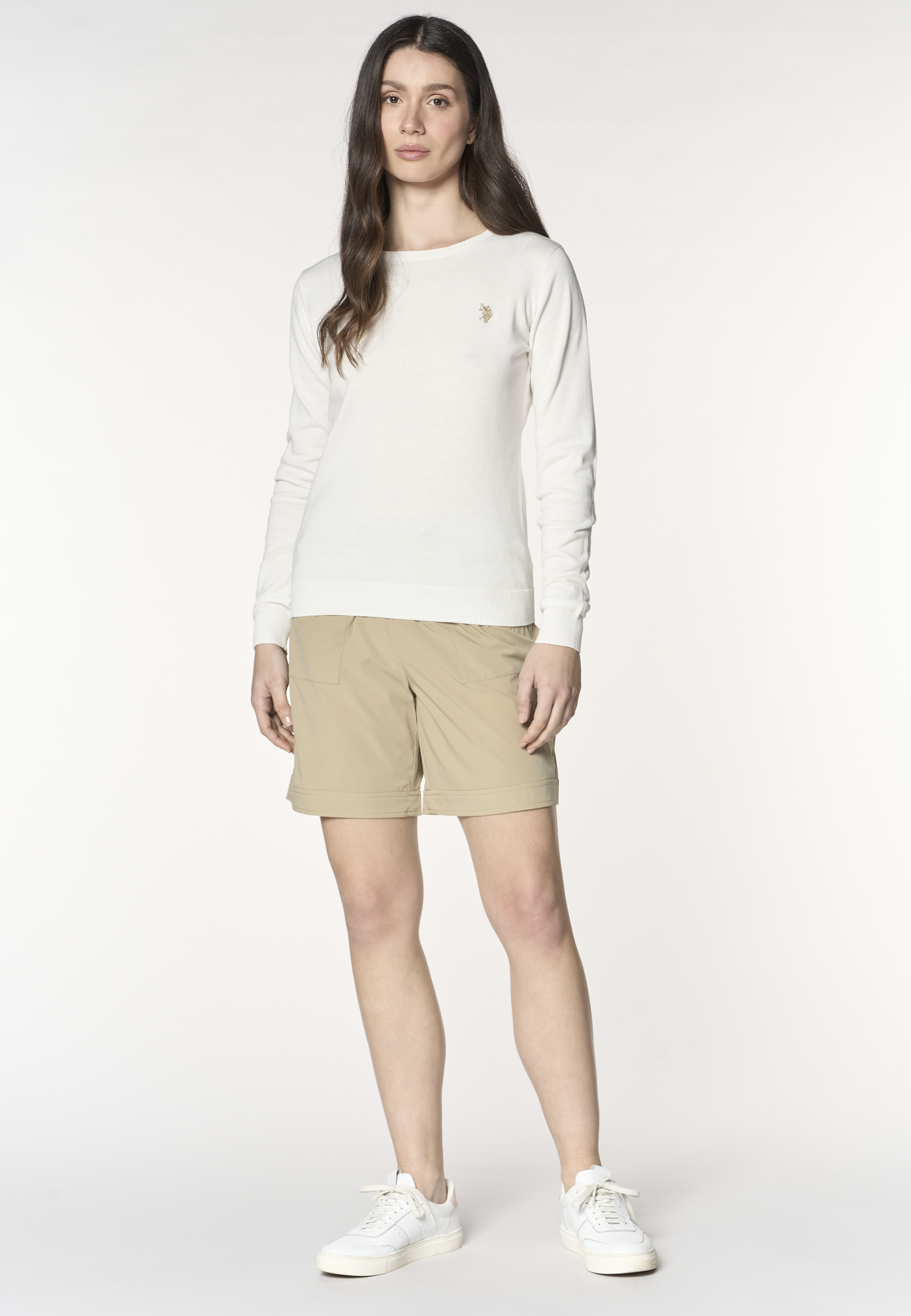 Pantalone corto sportivo da donna con vita elasticizzata