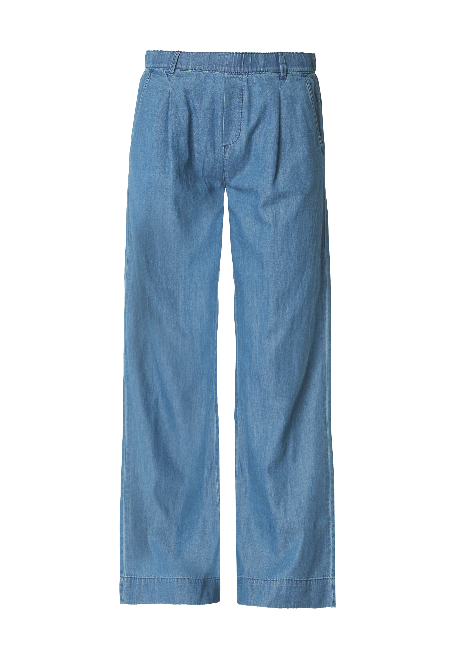 Pantalone denim da donna con elastico in vita e gamba ampia
