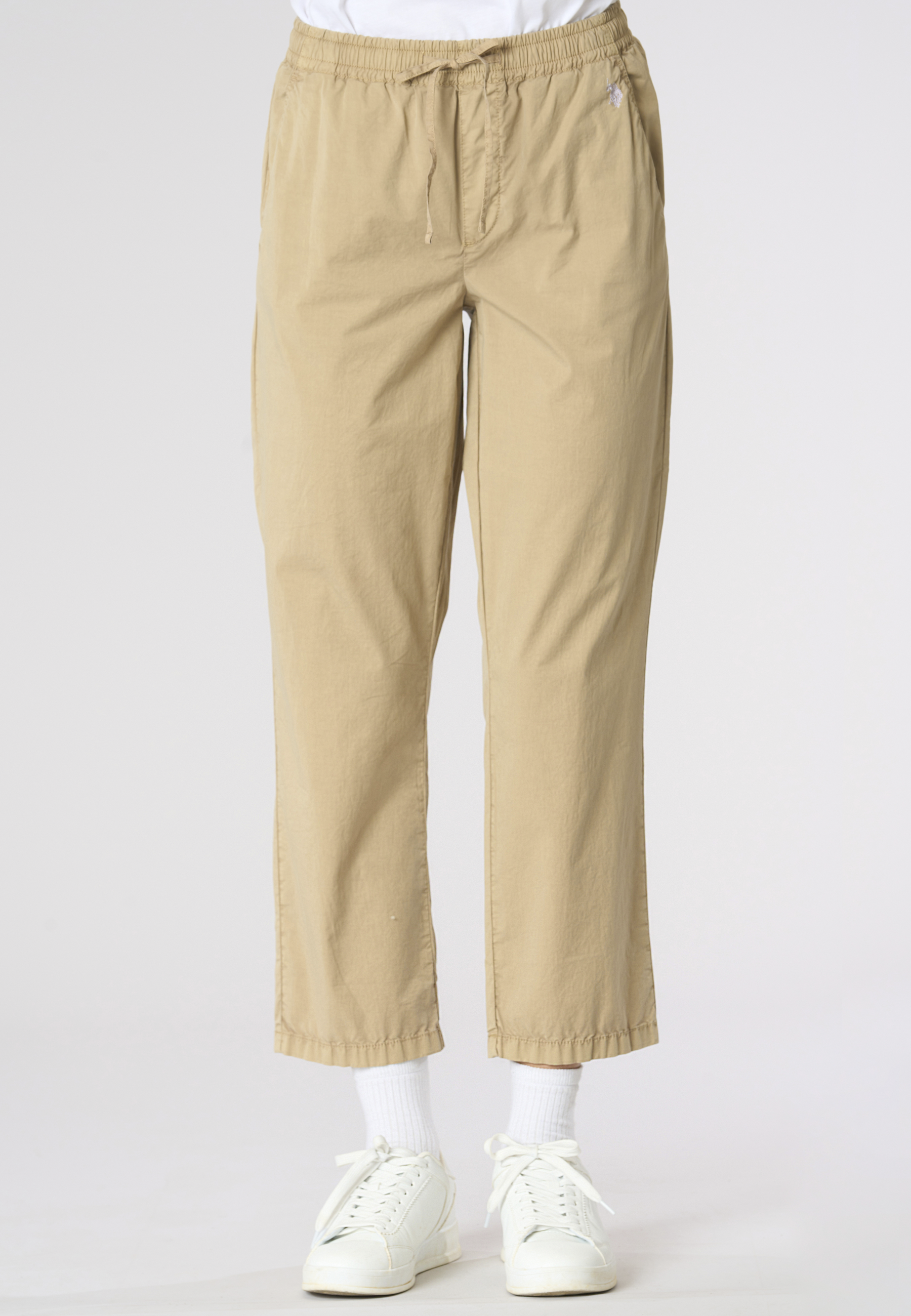 Pantalone chino da donna in cotone con coulisse regolabile