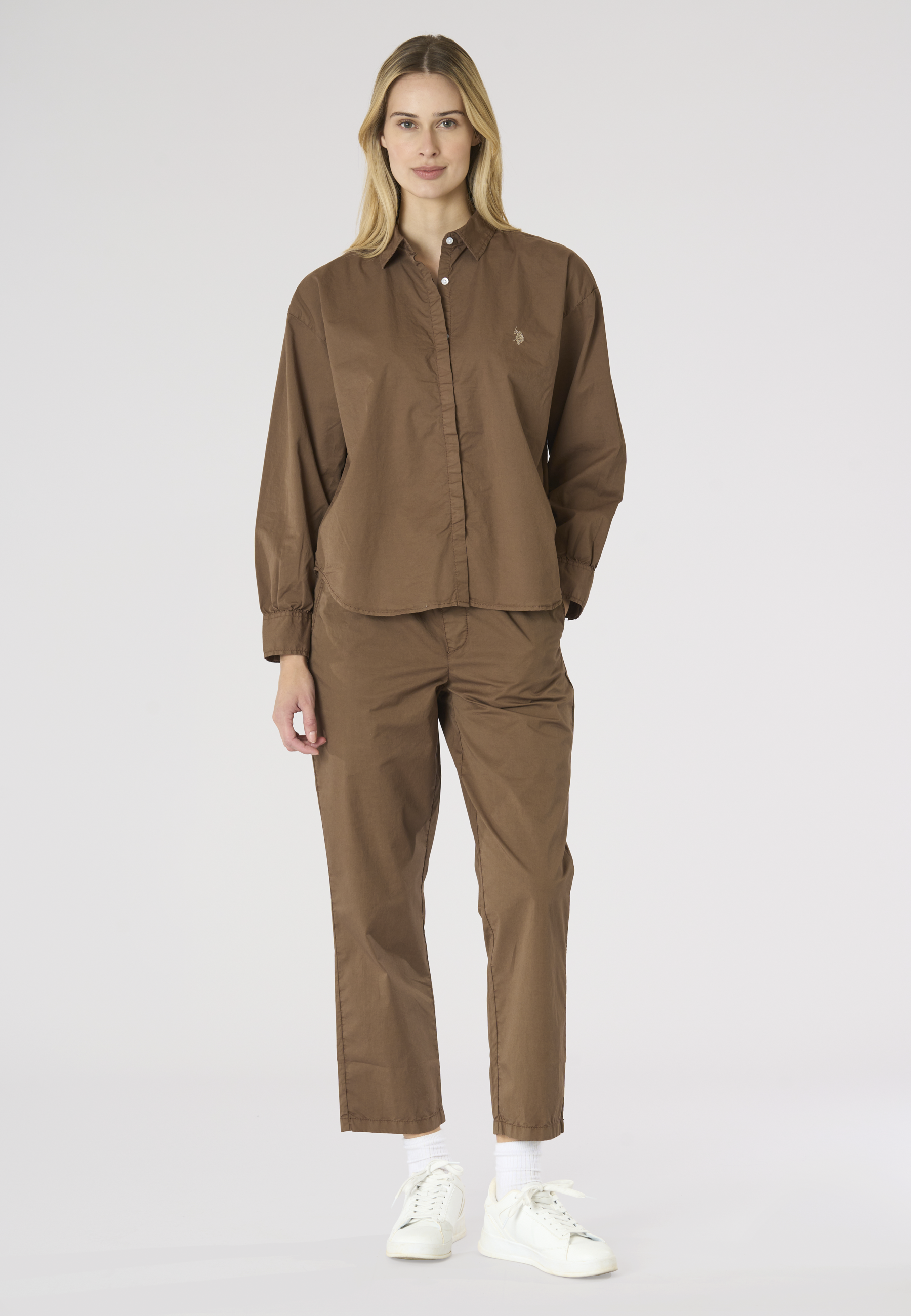 Pantalone chino da donna in cotone con coulisse regolabile