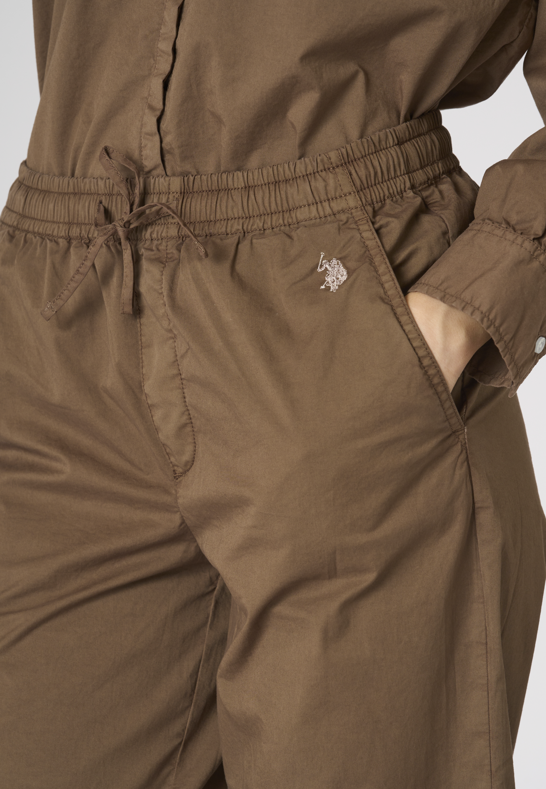 Pantalone chino da donna in cotone con coulisse regolabile