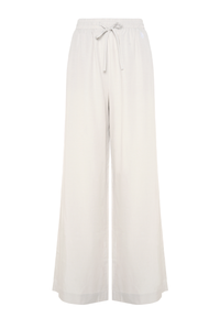 Pantaloni da donna in lyocell e lino con coulisse regolabile e gamba ampia