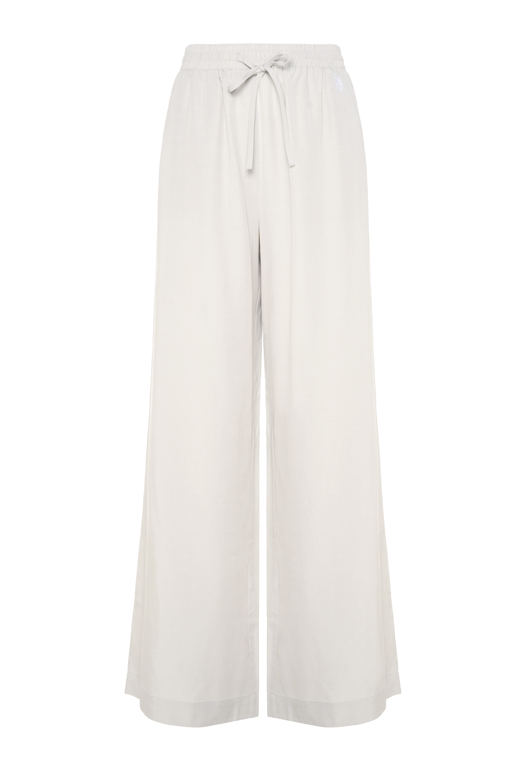 Pantaloni da donna in lyocell e lino con coulisse regolabile e gamba ampia
