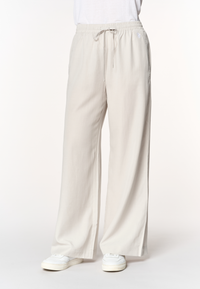 Pantaloni da donna in lyocell e lino con coulisse regolabile e gamba ampia