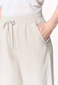 Pantaloni da donna in lyocell e lino con coulisse regolabile e gamba ampia