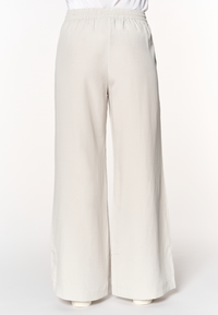 Pantaloni da donna in lyocell e lino con coulisse regolabile e gamba ampia