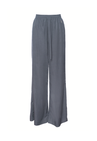 Pantaloni da donna in lyocell e lino con coulisse regolabile e gamba ampia