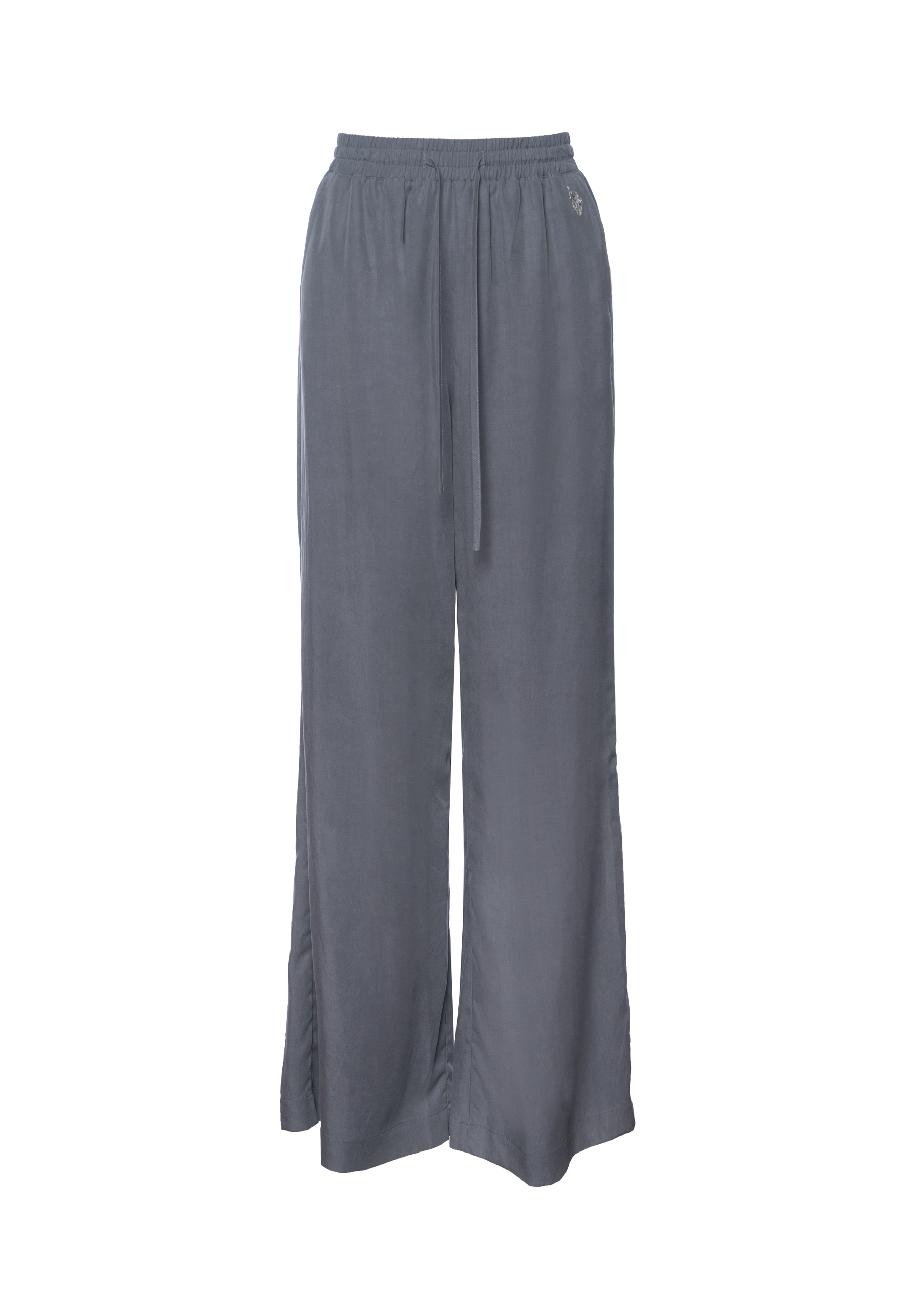 Pantaloni da donna in lyocell e lino con coulisse regolabile e gamba ampia