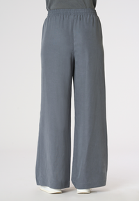 Pantaloni da donna in lyocell e lino con coulisse regolabile e gamba ampia