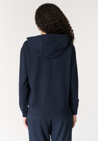 Felpa da donna in cotone con cappuccio e chiusura full zip