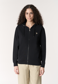 Felpa da donna in cotone con cappuccio e chiusura full zip