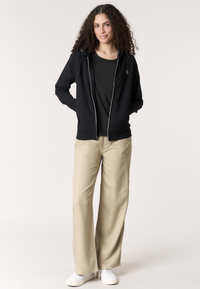 Felpa da donna in cotone con cappuccio e chiusura full zip