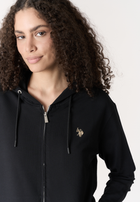 Felpa da donna in cotone con cappuccio e chiusura full zip