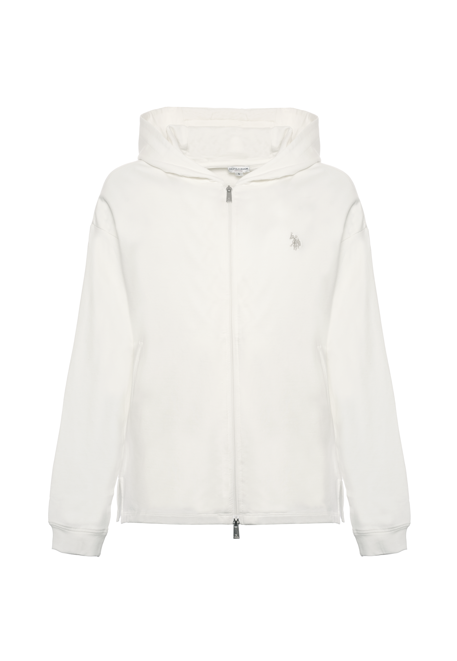 Felpa da donna full zip con cappuccio in misto cotone e modale