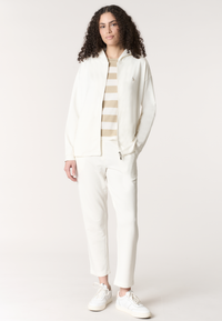 Felpa da donna full zip con cappuccio in misto cotone e modale