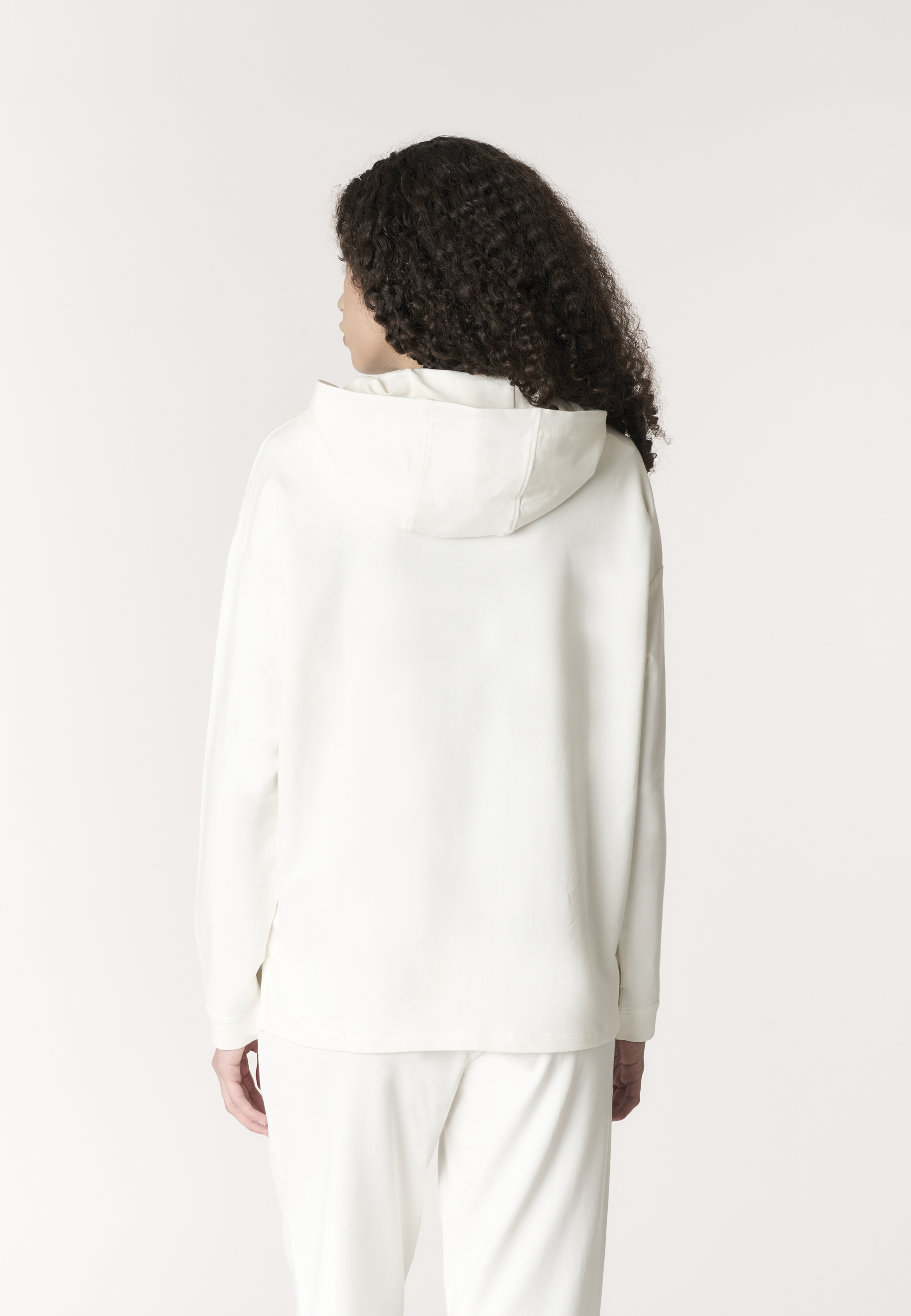 Felpa da donna full zip con cappuccio in misto cotone e modale