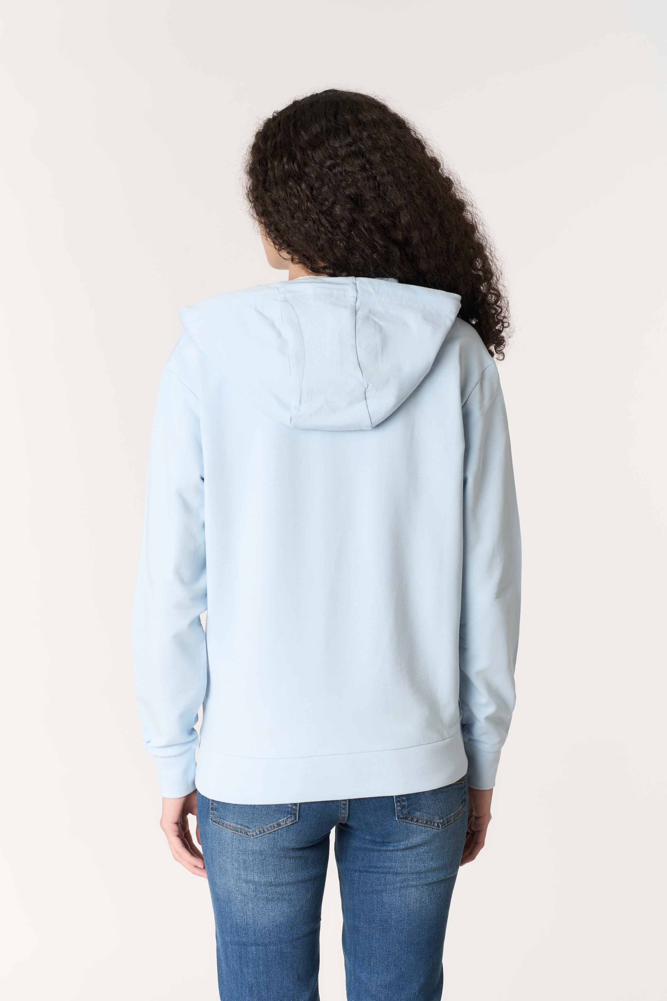 Felpa da donna in cotone con cappuccio e chiusura full zip