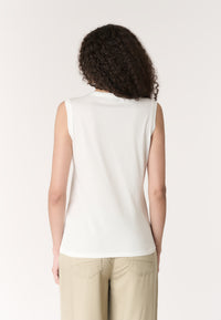 T-shirt smanicata in cotone con scollo a V