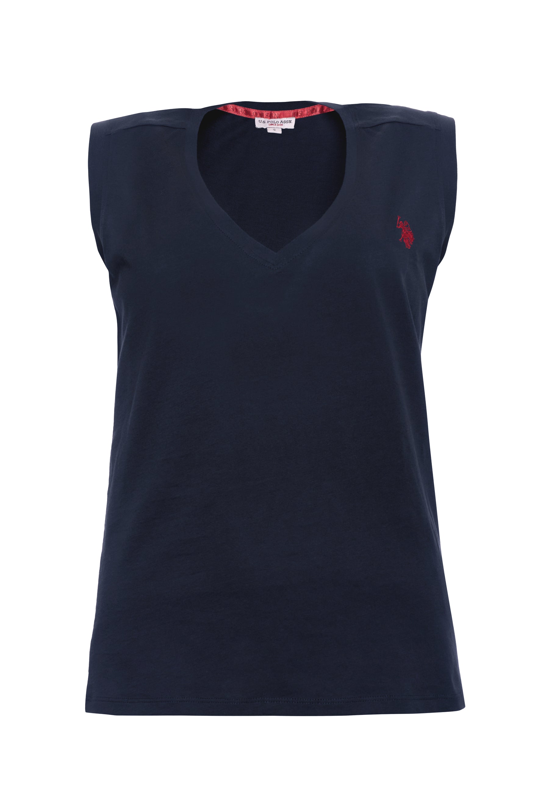 T-shirt smanicata in cotone con scollo a V