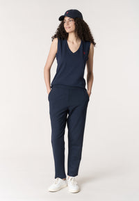 T-shirt smanicata in cotone con scollo a V