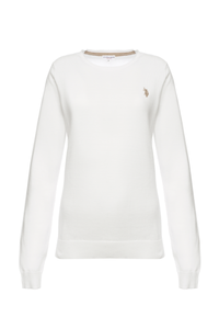 Maglia girocollo da donna in cotone con logo