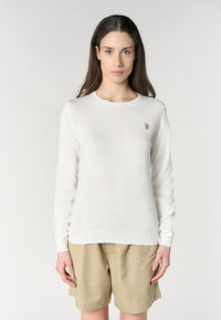 Maglia girocollo da donna in cotone con logo