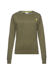 Maglia girocollo da donna in cotone con logo
