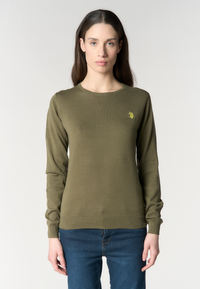 Maglia girocollo da donna in cotone con logo