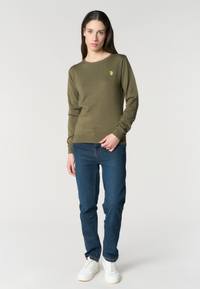 Maglia girocollo da donna in cotone con logo
