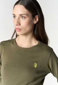 Maglia girocollo da donna in cotone con logo