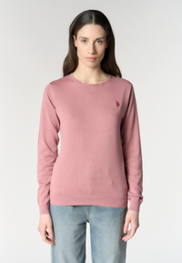 Maglia girocollo da donna in cotone con logo
