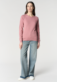 Maglia girocollo da donna in cotone con logo