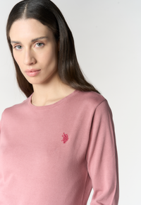 Maglia girocollo da donna in cotone con logo