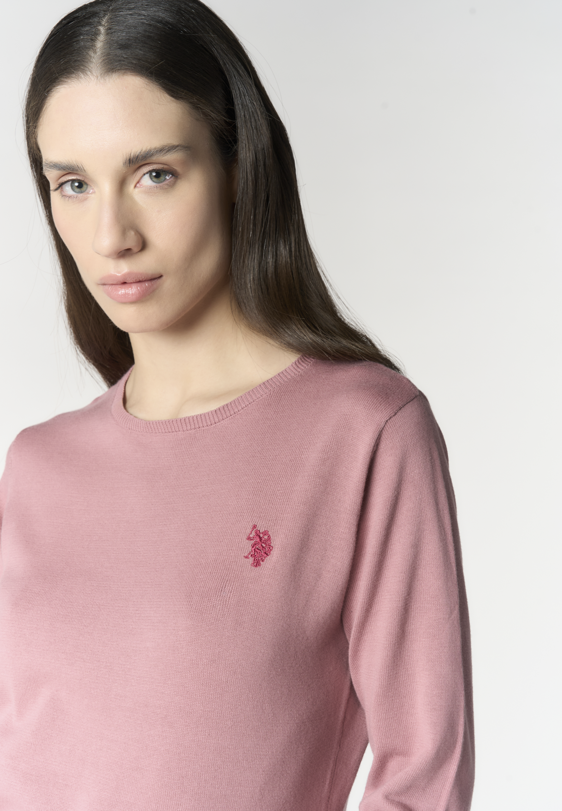 Maglia girocollo da donna in cotone con logo