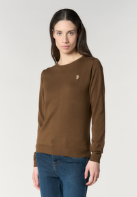 Maglia girocollo da donna in cotone con logo