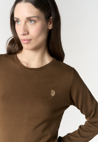 Maglia girocollo da donna in cotone con logo